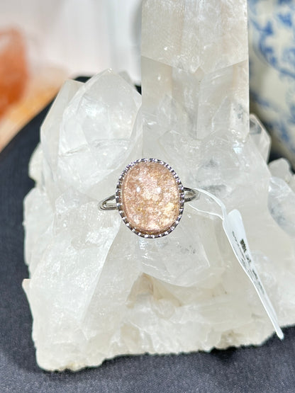 Purple Pink Ghost Crystal S925 Silver Ring