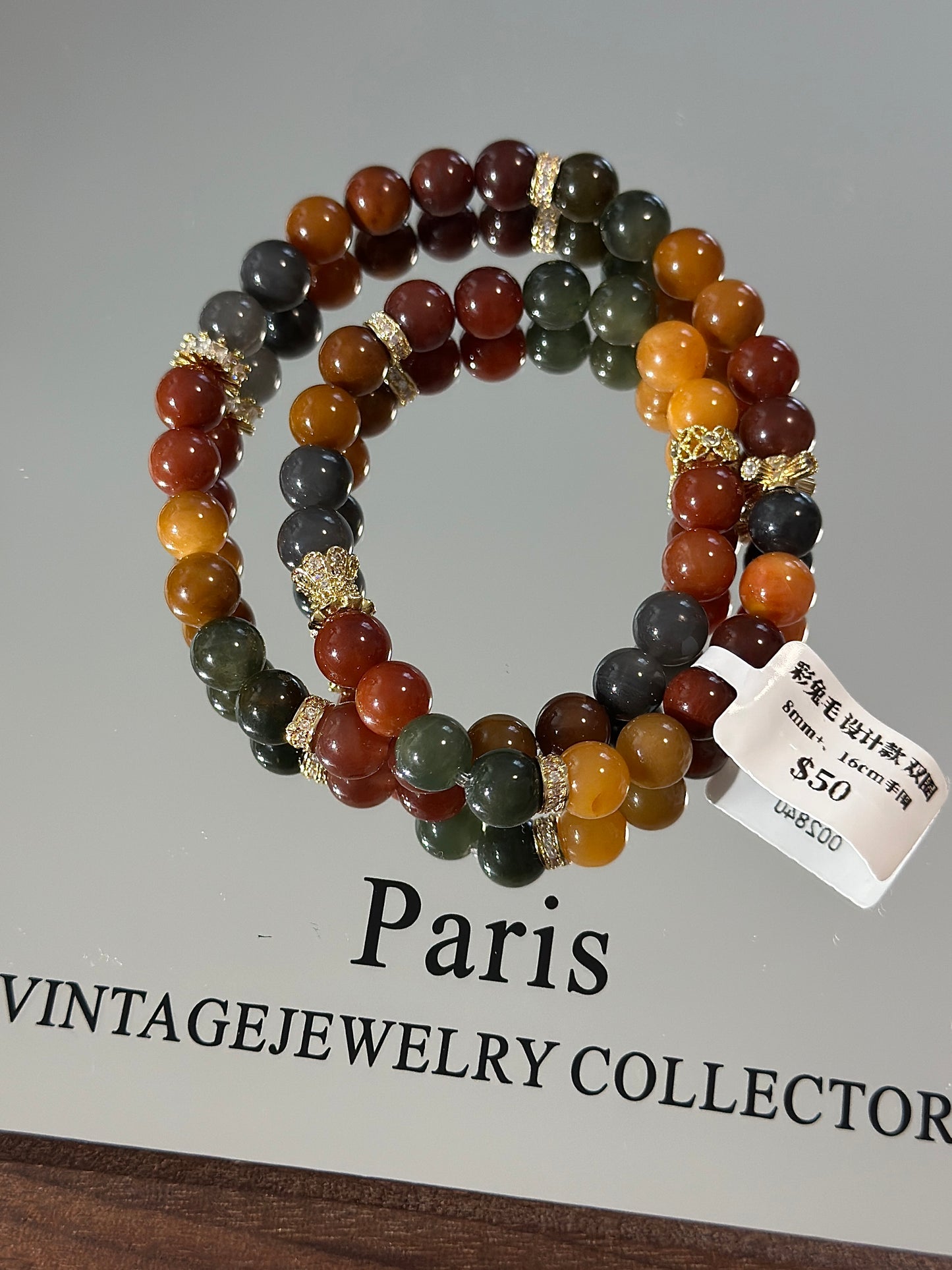 Dunhuang style colorful rabbit fur two circles design