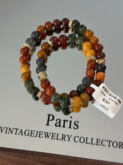 Dunhuang style colorful rabbit fur two circles design