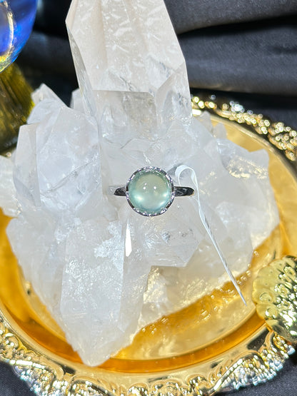 Green Prehnite S925 Silver Ring