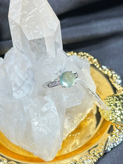 Green Prehnite S925 Silver Ring