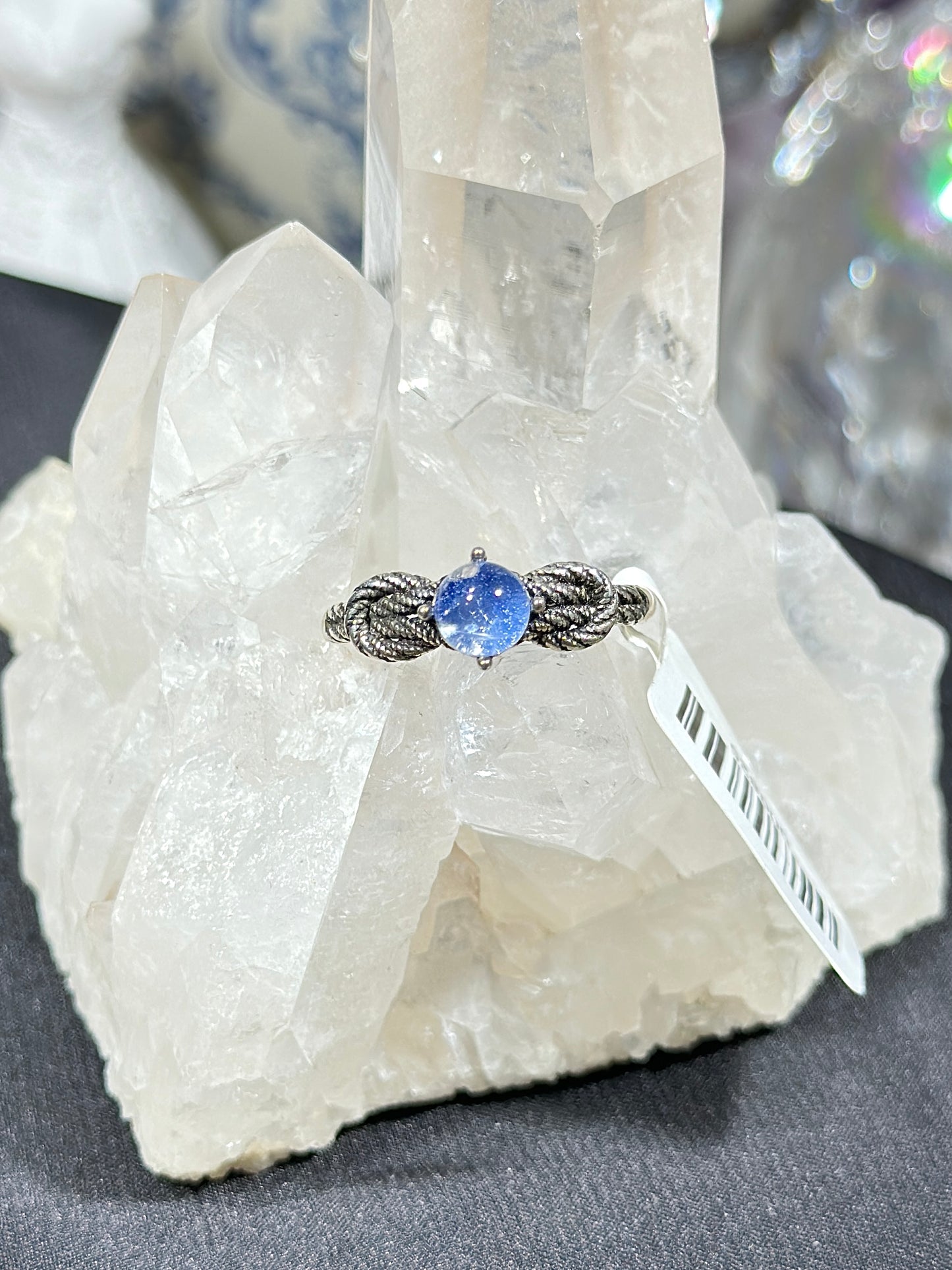 蓝线石S925银戒指