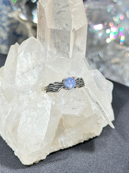 蓝线石S925银戒指