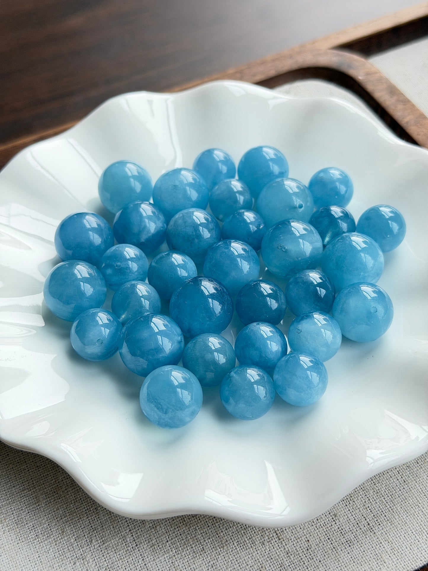 蓝天白云海蓝宝单珠