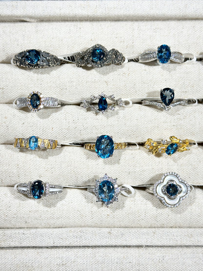 蓝托帕石戒指 S925银