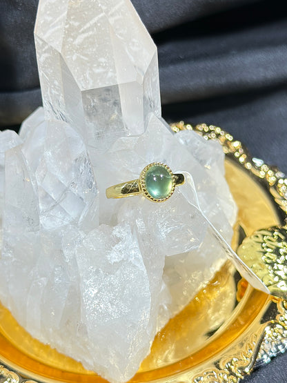 Green Prehnite S925 Silver Ring