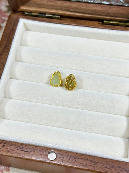 Green Hetian Jade Gourd Spacer Beads