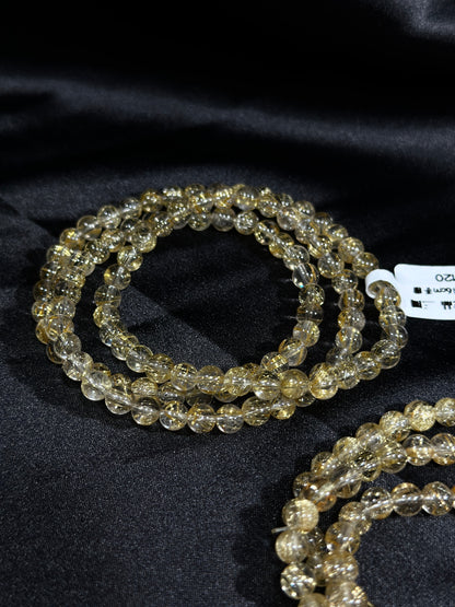 Titanium crystal golden rutilated crystal three circles