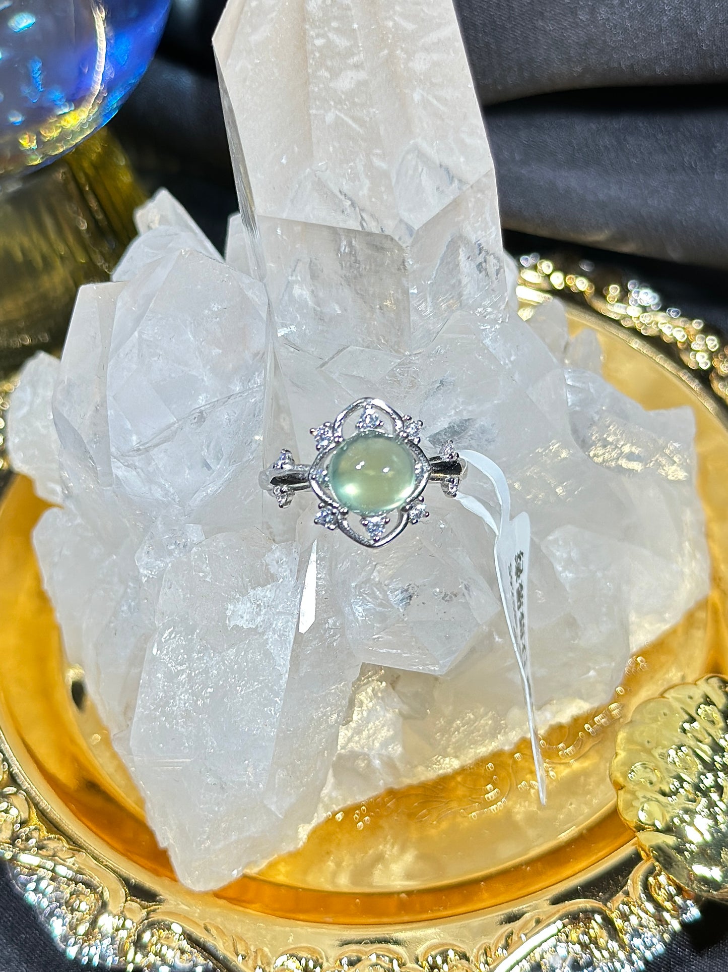 Green Prehnite S925 Silver Ring
