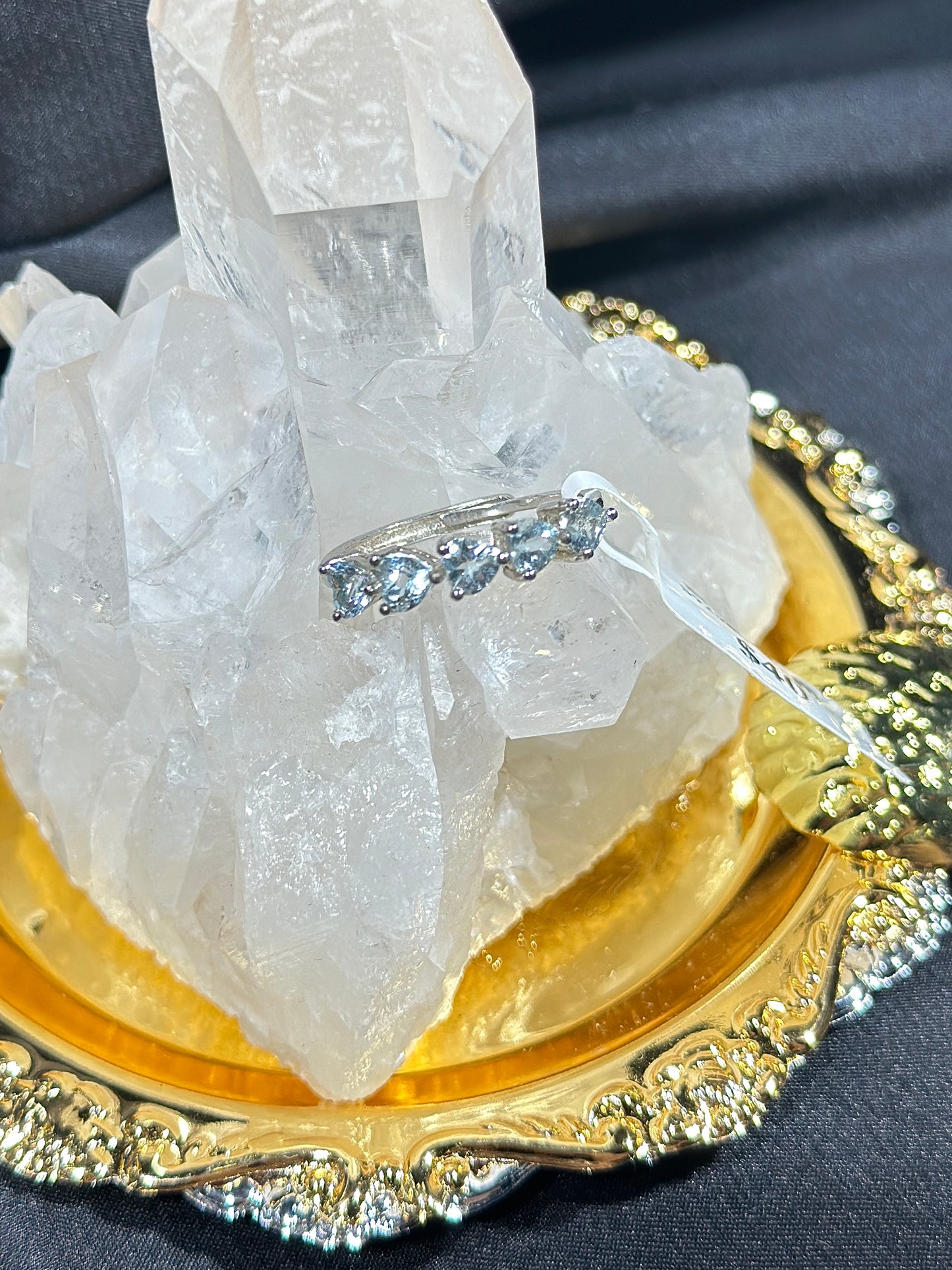 Aquamarine S925 silver ring-3