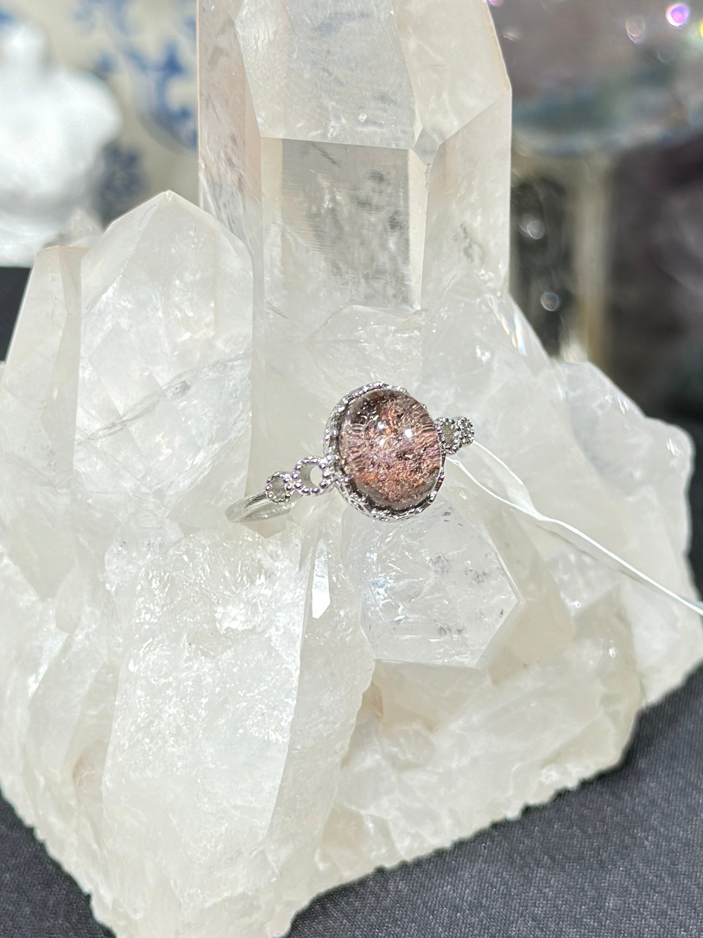 Purple Pink Ghost Crystal S925 Silver Ring