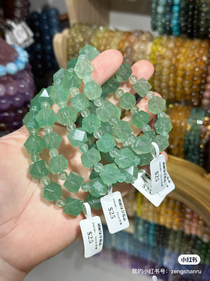 Faceted Green Strawberry Quartz