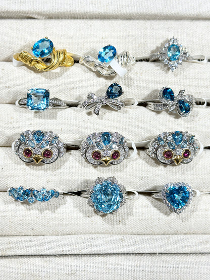 蓝托帕石戒指 S925银