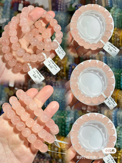 Madagascar rose quartz old-style beads