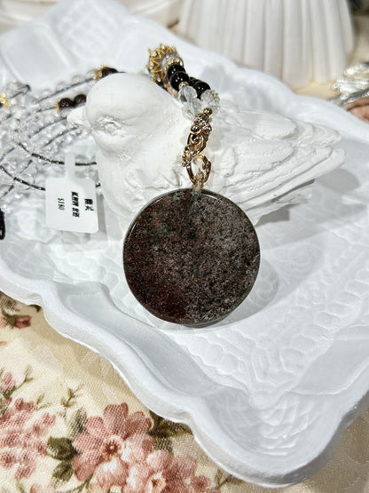 Ghost crystal engraved fox necklace