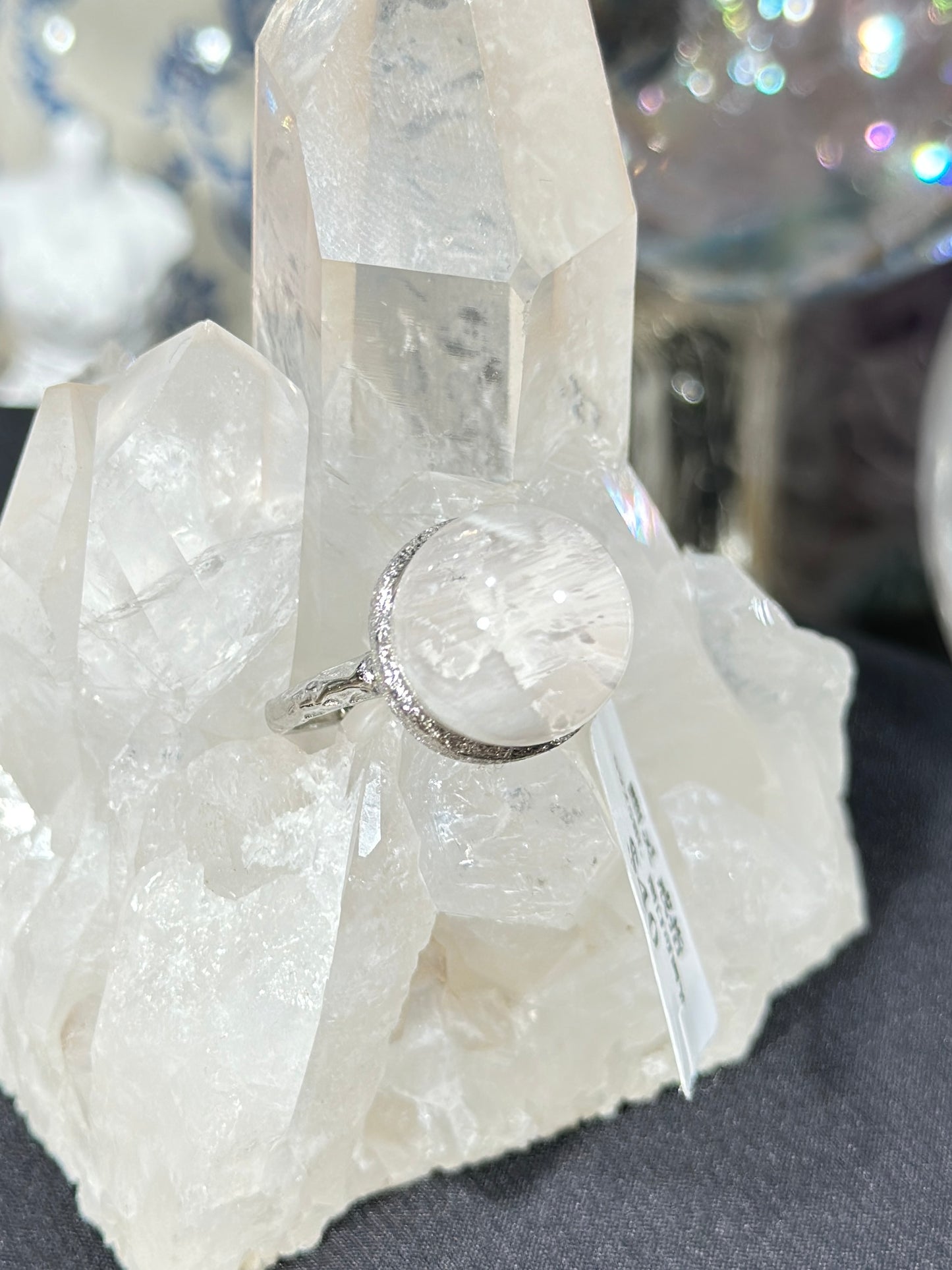 White Ghost Crystal S925 Silver Ring