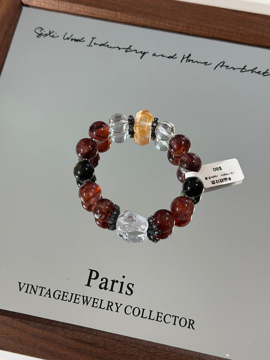 Design | Red Gum Flower, White Crystal, and Gold Obsidian