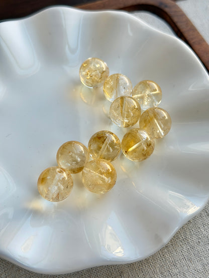 冰黄阿塞黄水晶单珠 14mm+