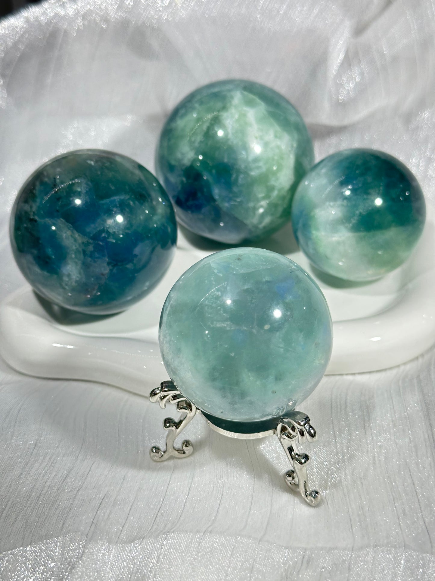 Blue green fluorite crystal ball