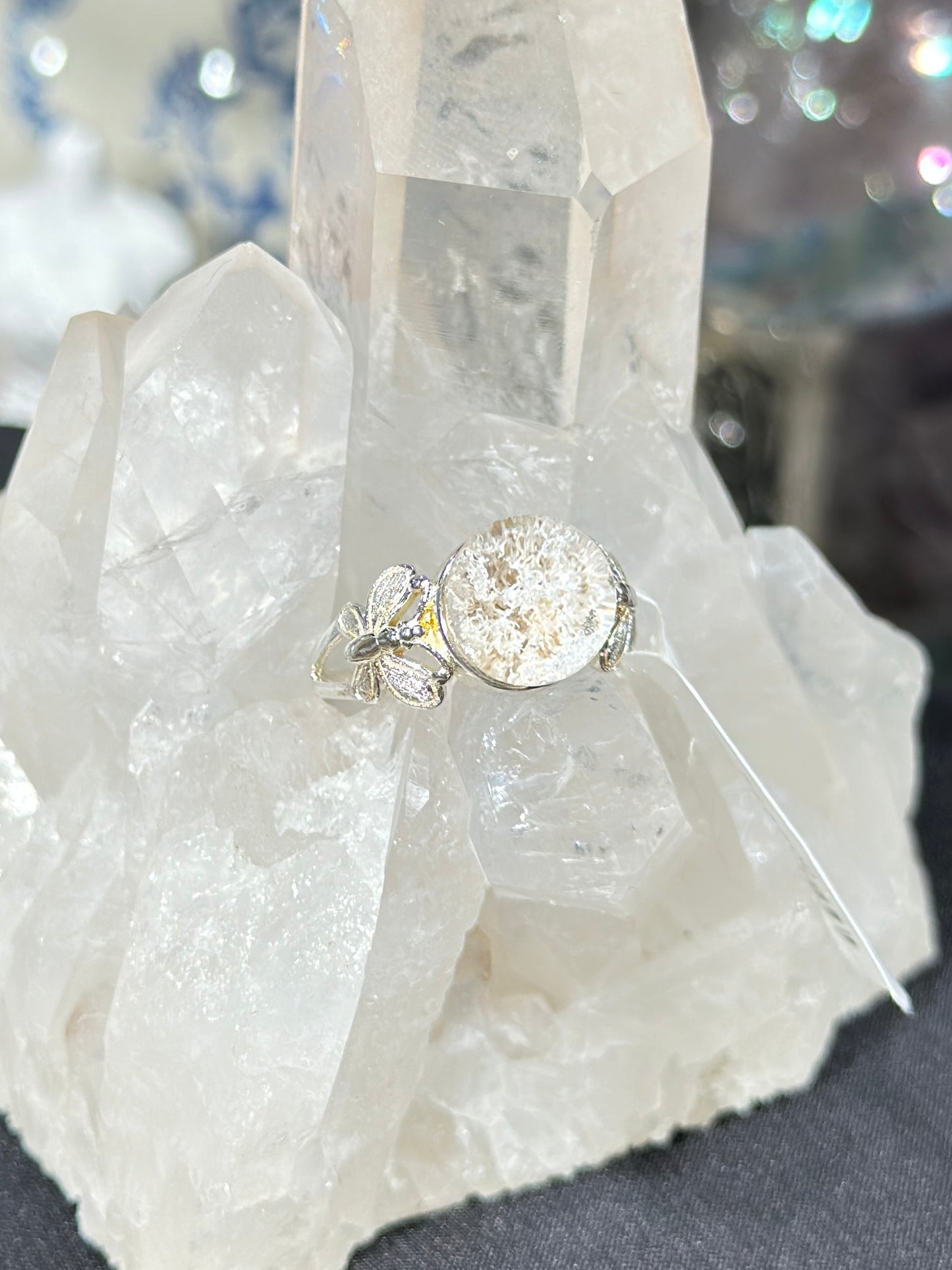 White Ghost Crystal S925 Silver Ring