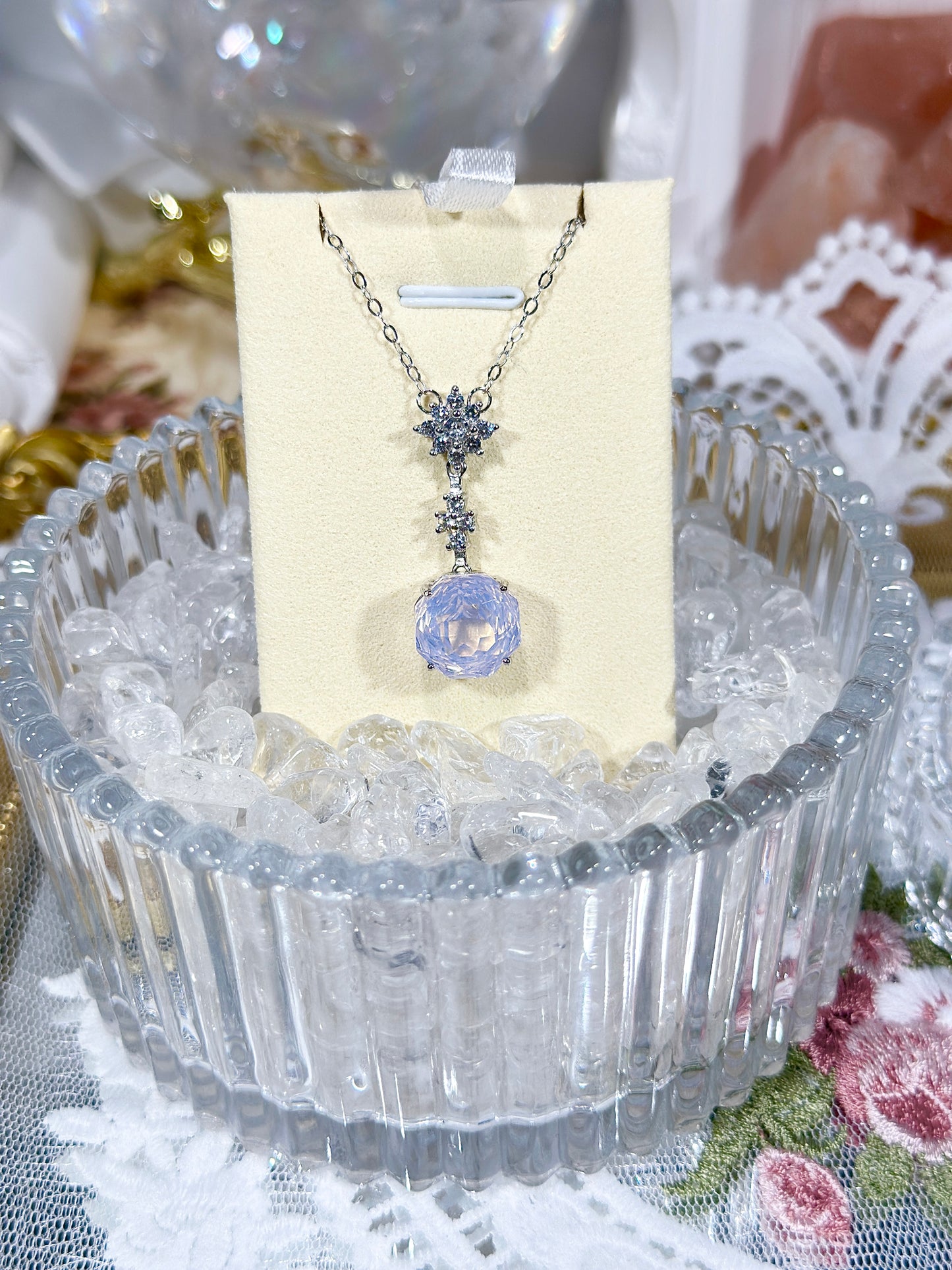 Purple Jade Crystal Necklace S925 Silver