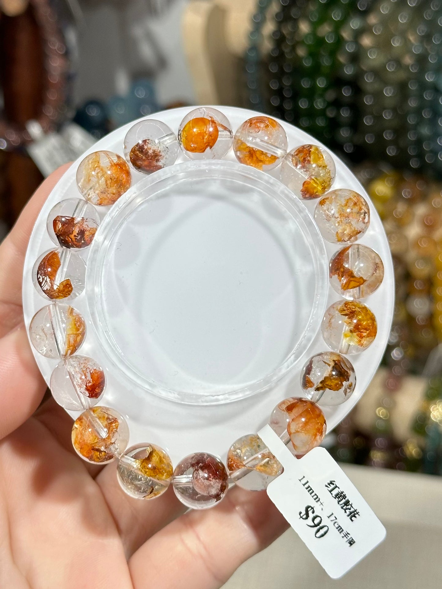 Red and yellow gum flower crystal