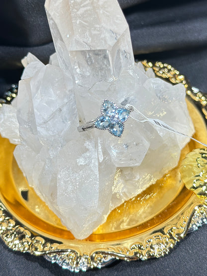 Aquamarine S925 silver ring-3