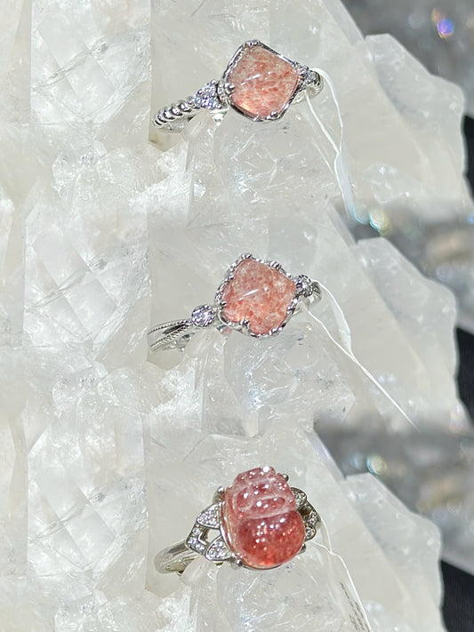 Strawberry Quartz S925 Silver Ring
