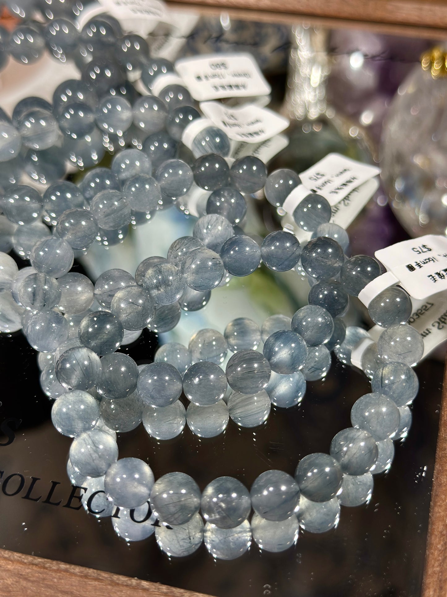 Ink blue rabbit fur crystal