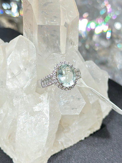 绿水晶S925银戒指