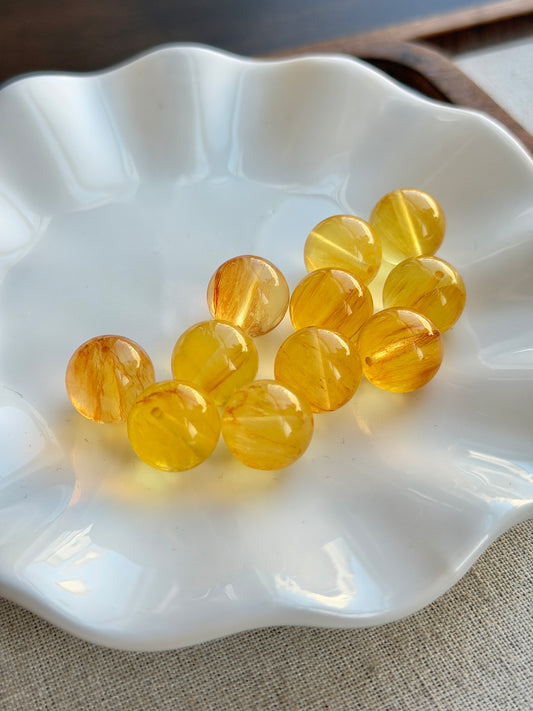 枫叶黄萤石水晶单珠 14mm+