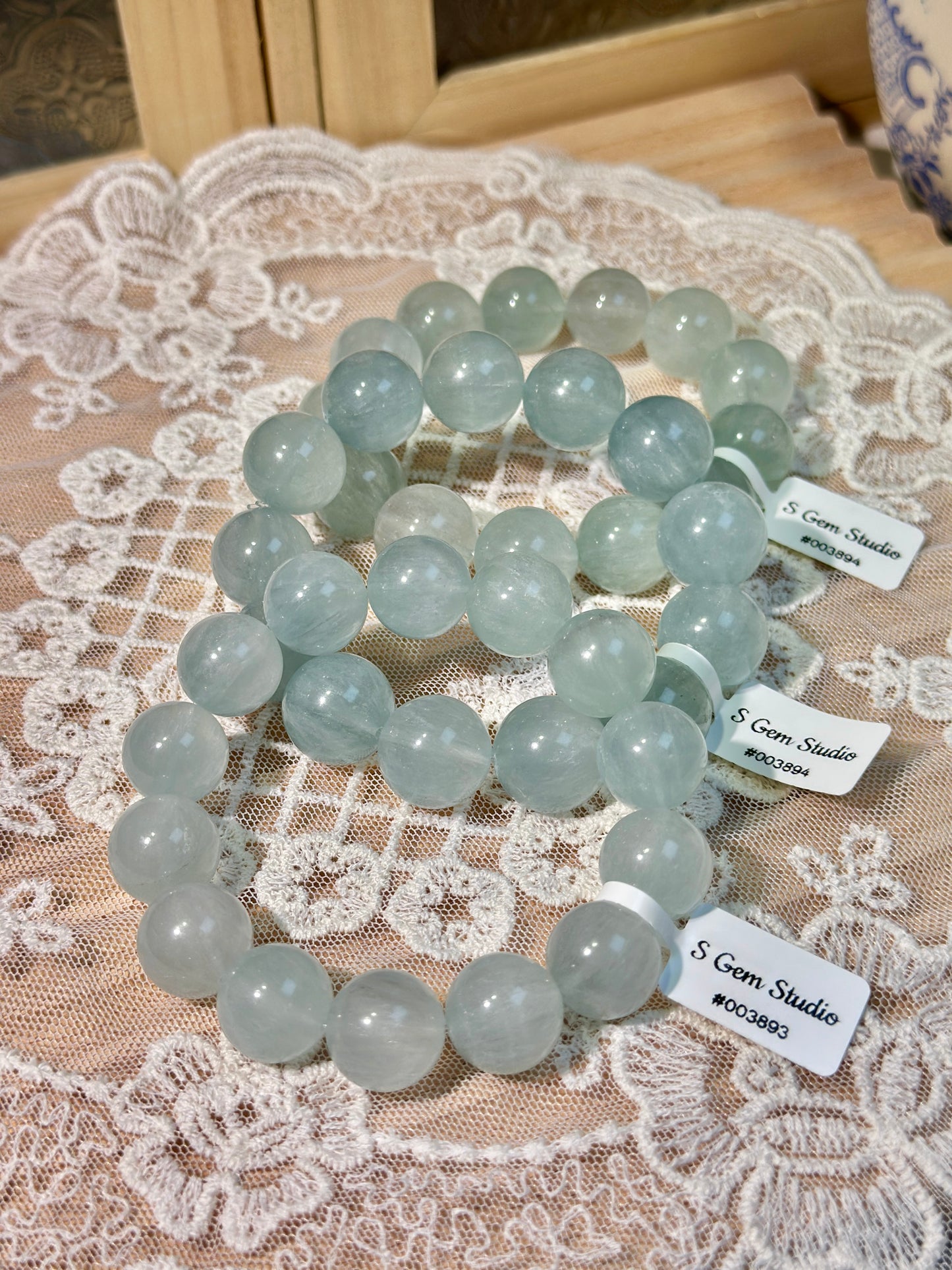 Brushed light blue fluorite