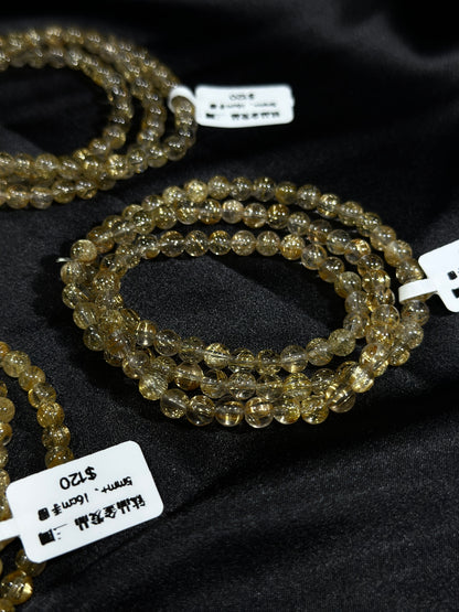 Titanium crystal golden rutilated crystal three circles