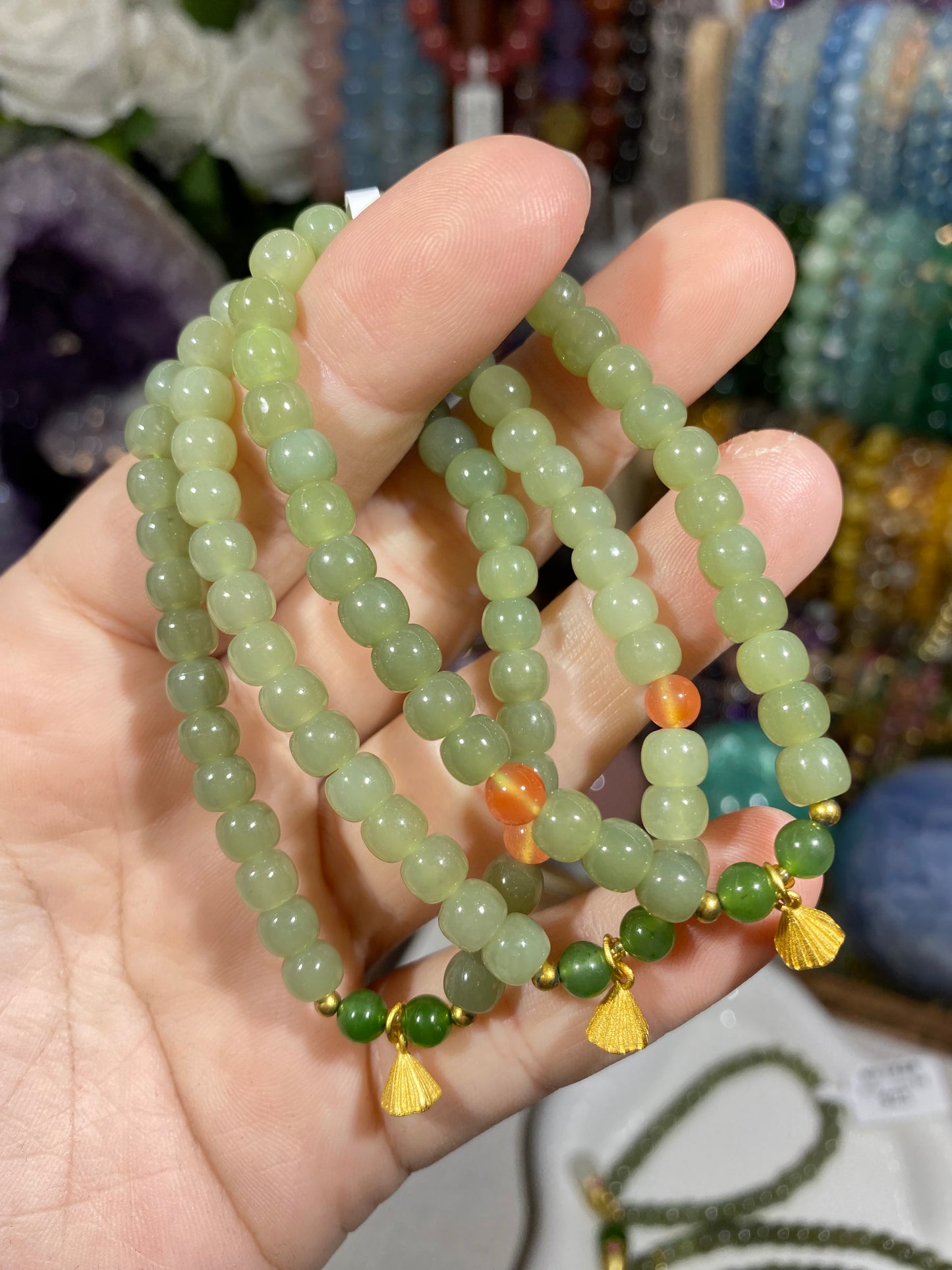 Hetian jade abacus beads