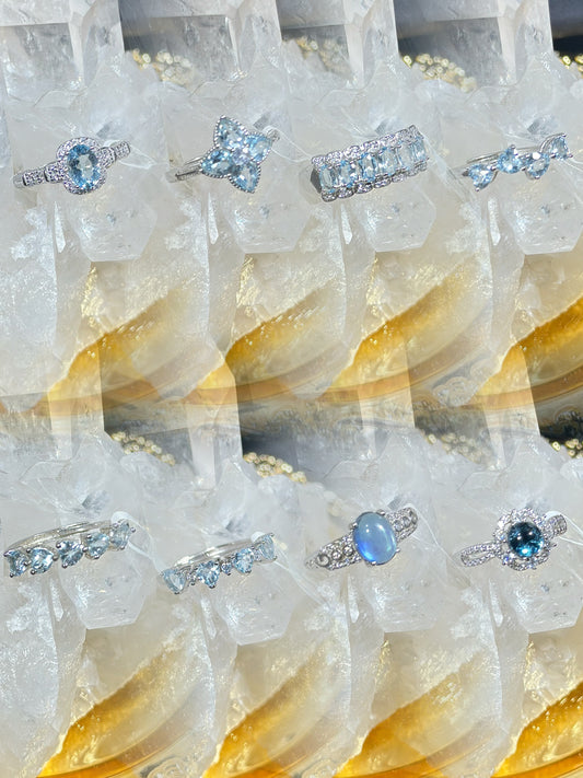 Aquamarine S925 silver ring-3