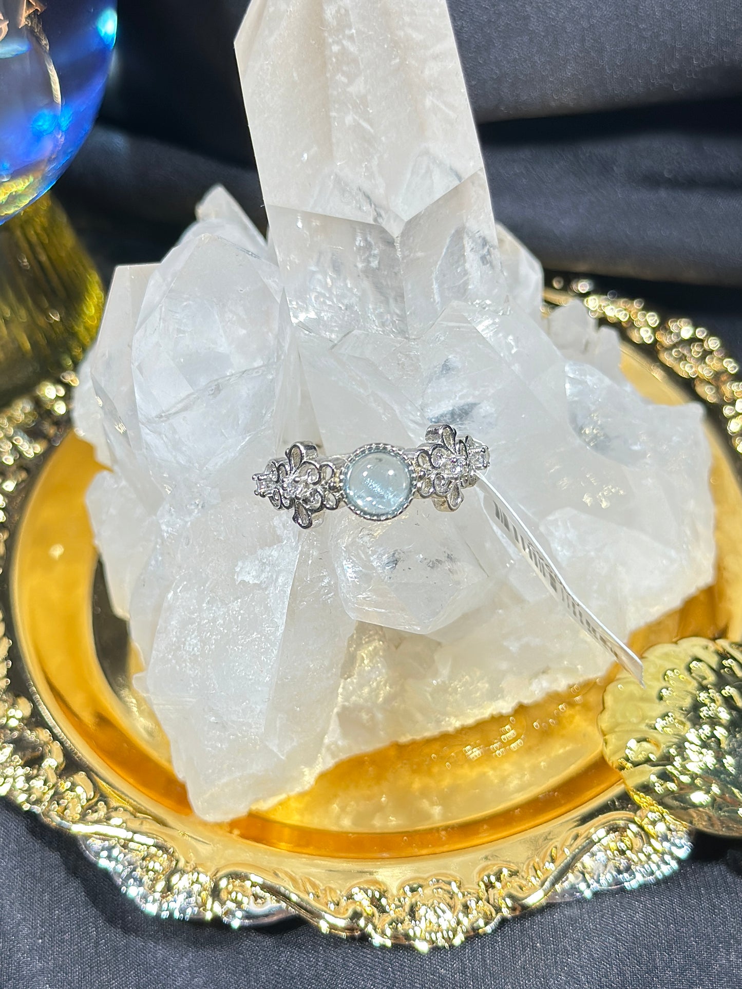 Aquamarine S925 silver ring-1