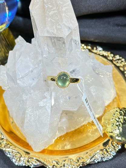 Green Prehnite S925 Silver Ring