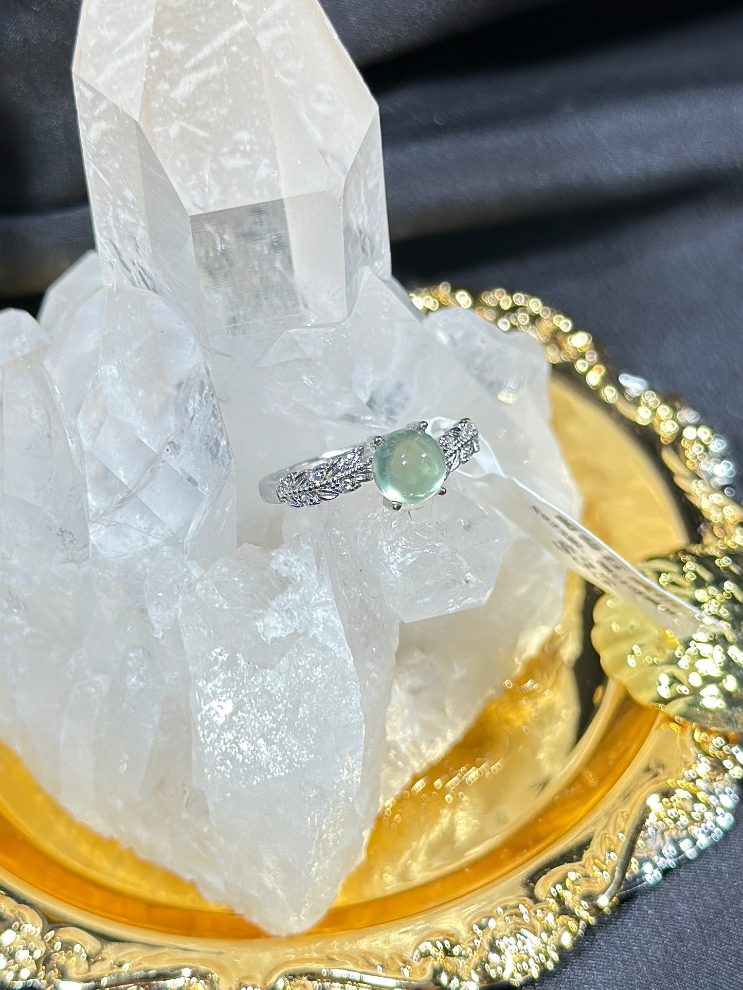 Green Prehnite S925 Silver Ring