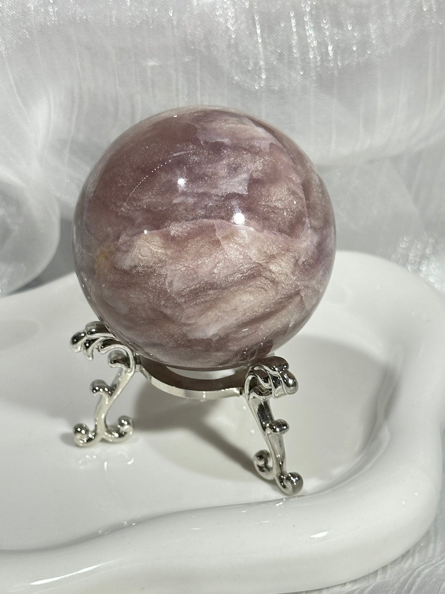 Pink fluorite crystal ball