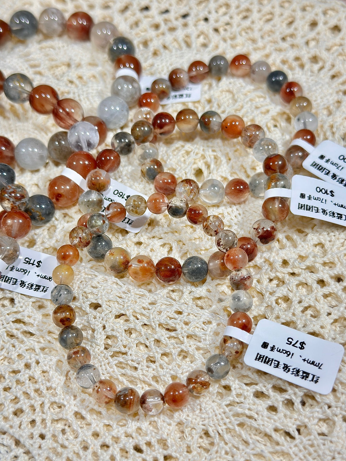 Red and blue rabbit fur ball