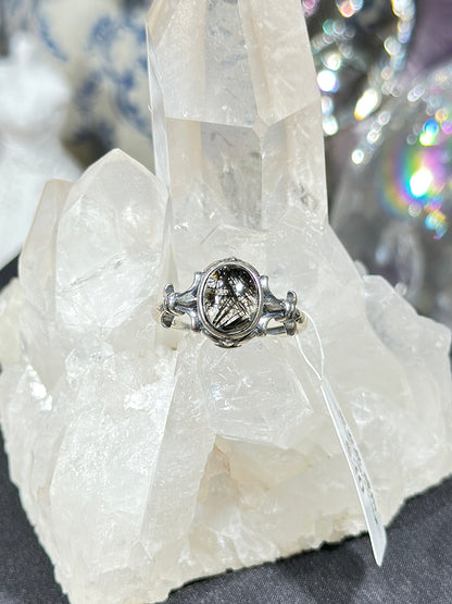 黑发晶S925银戒指