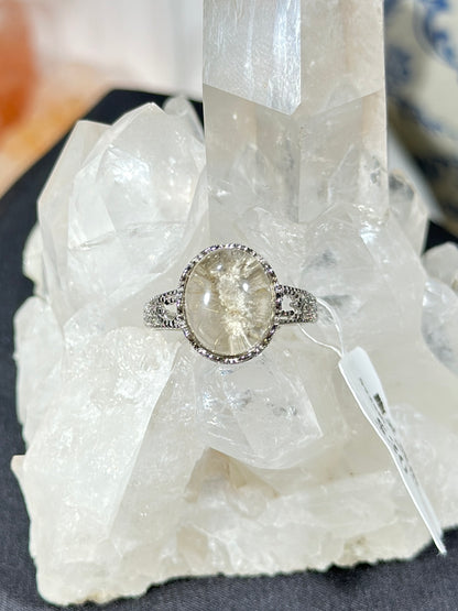 White Ghost Crystal S925 Silver Ring
