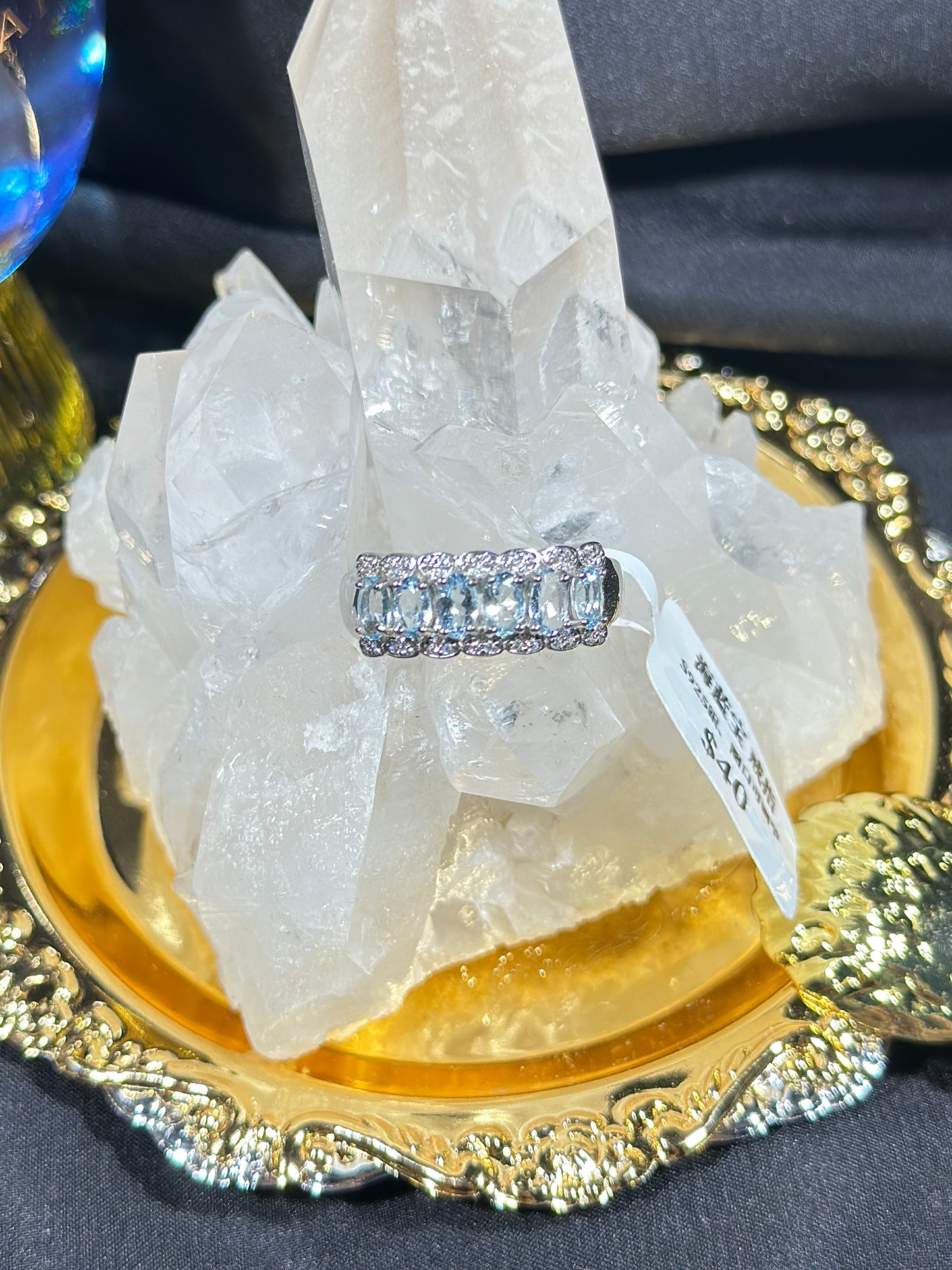 Aquamarine S925 silver ring-3