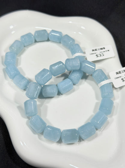 Starlight Aquamarine Barrel Beads