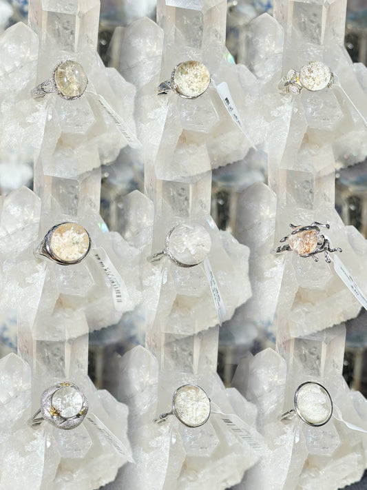 白幽灵水晶S925银戒指