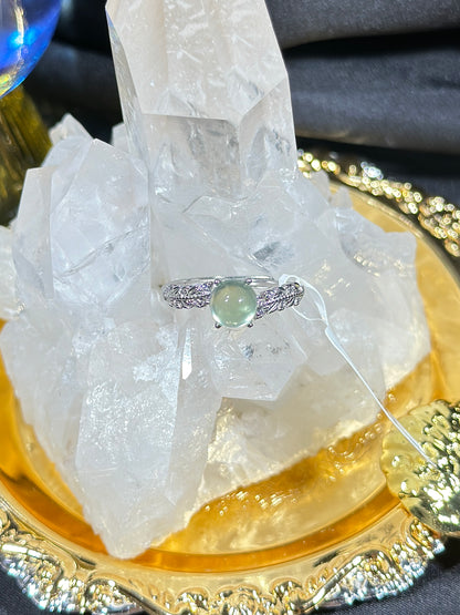 Green Prehnite S925 Silver Ring