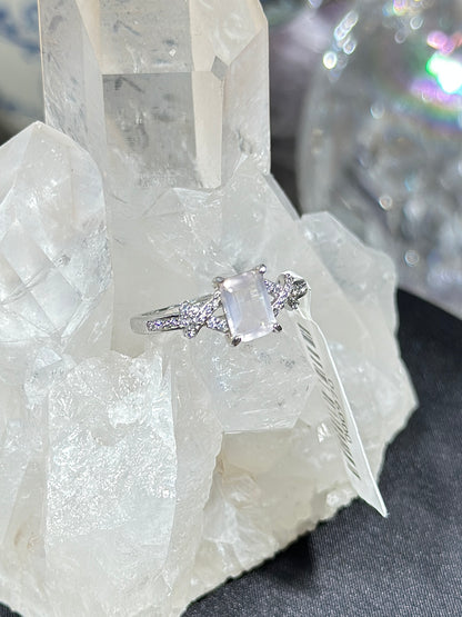 粉水晶S925银戒指