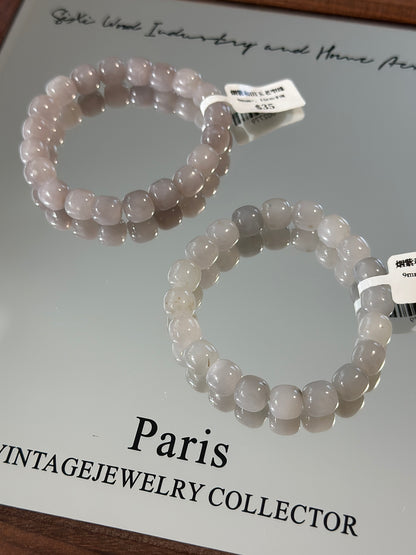 Smoky Purple Hetian Jade Old Style Beads