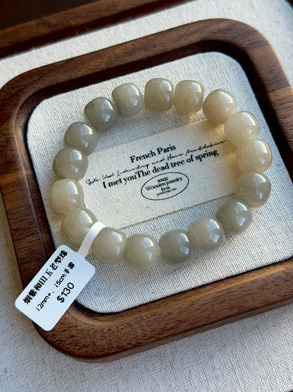 烟紫和田玉老形珠