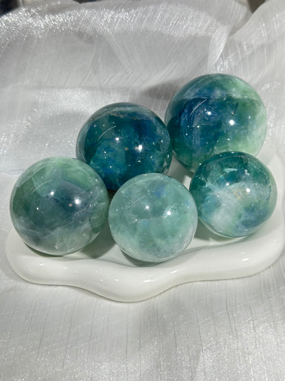 Blue green fluorite crystal ball